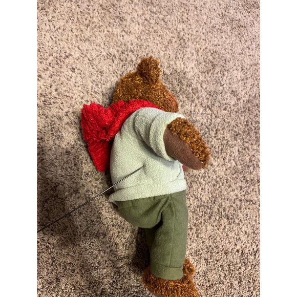 Vintage Hallmark Teddy Bear Mittens Plush 13" Brown Red Scarf Green Outfit 2002 - Picture 5 of 9